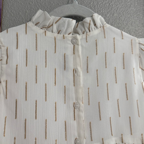 Janie and jack girls dress size 7 white gold accent gently used - Picture 7 of 7